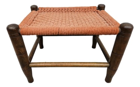 Burnt Orange Rope Danish Style Footstool