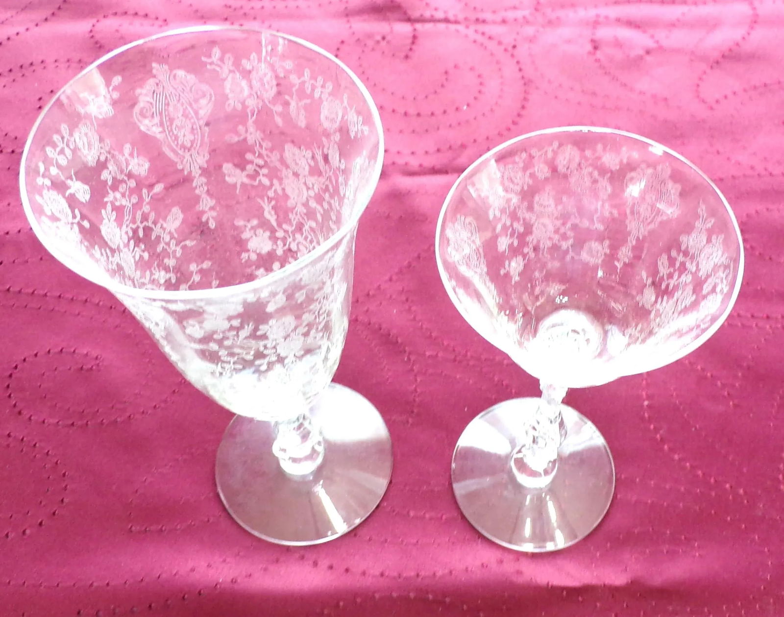 Vintage Cambridge Rose Point - 8 Goblets and 3 Cocktail Glasses - 4