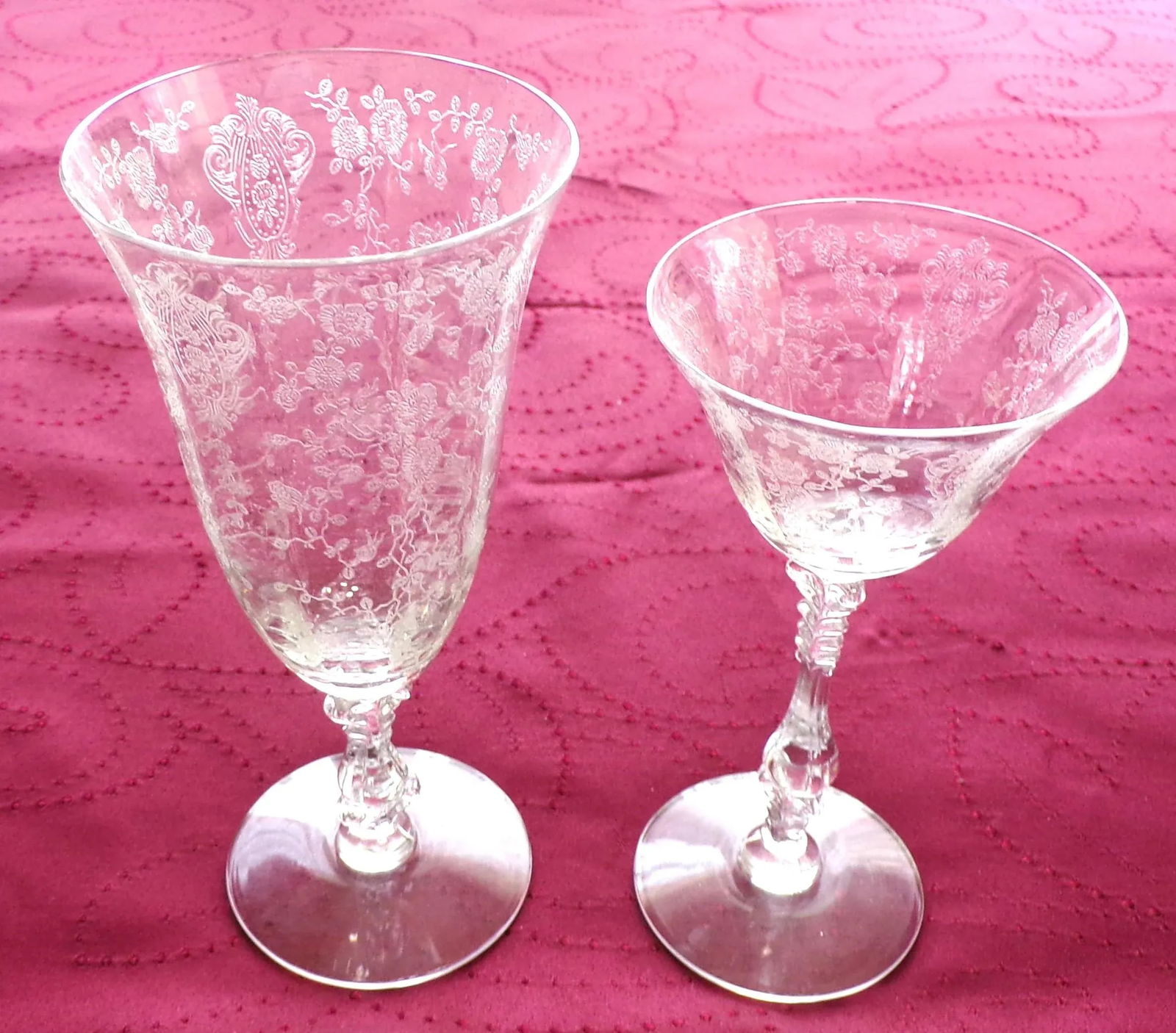 Vintage Cambridge Rose Point - 8 Goblets and 3 Cocktail Glasses - 5