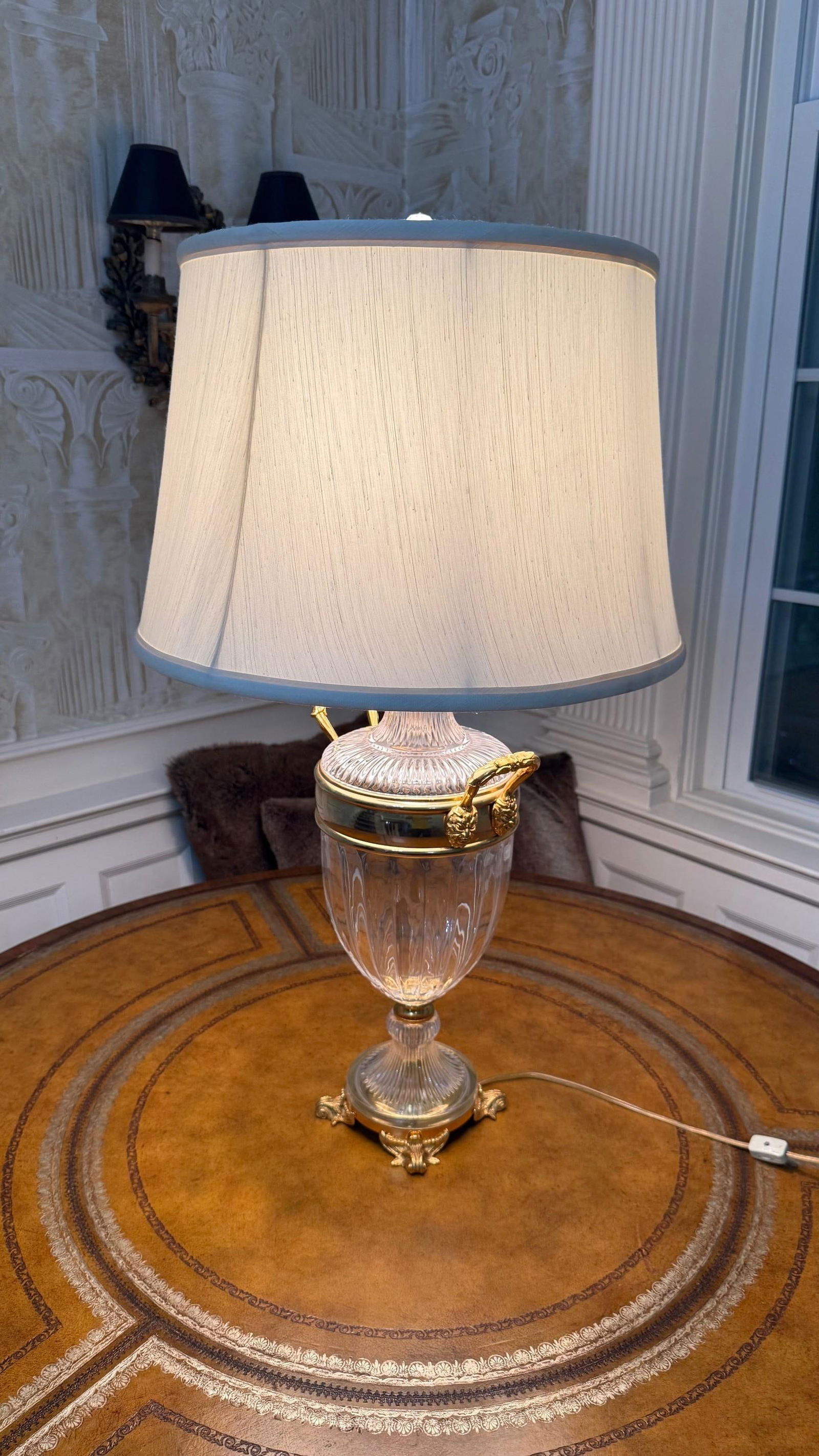 Crystal and Brass Table Lamp in Neoclassical Style "” 1990s - 2