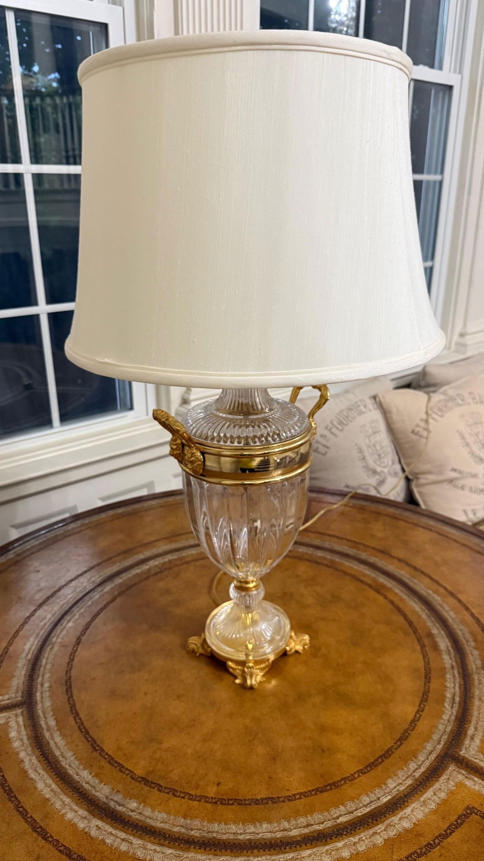 Crystal and Brass Table Lamp in Neoclassical Style "” 1990s - 3