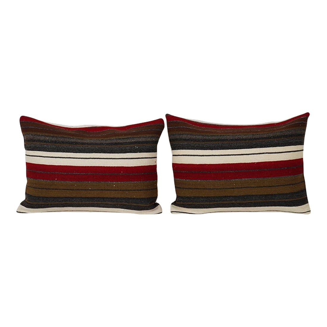 Striped Kilim Pillow - A Pair: Handmade Turkish Rug Pillow Covers "• Vintage Rug Decor Elevate your home decor with these exquisite 18" x 24" pillow covers crafted from authentic vintage Turkish rugs, handwoven in the