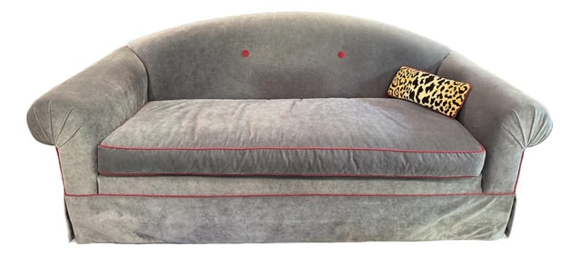 Vintage Velvet Camelback Sofa