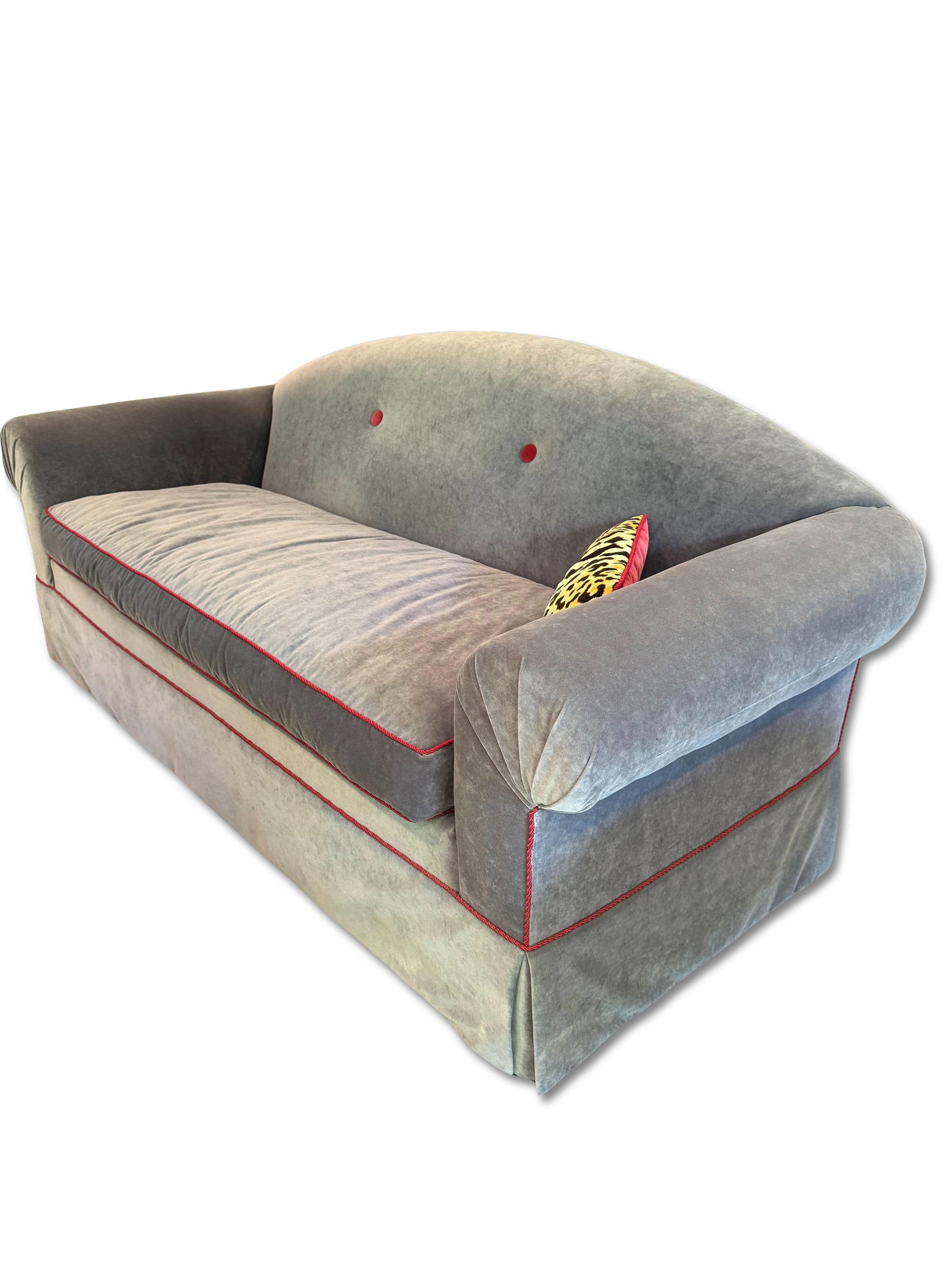 Vintage Velvet Camelback Sofa - 2