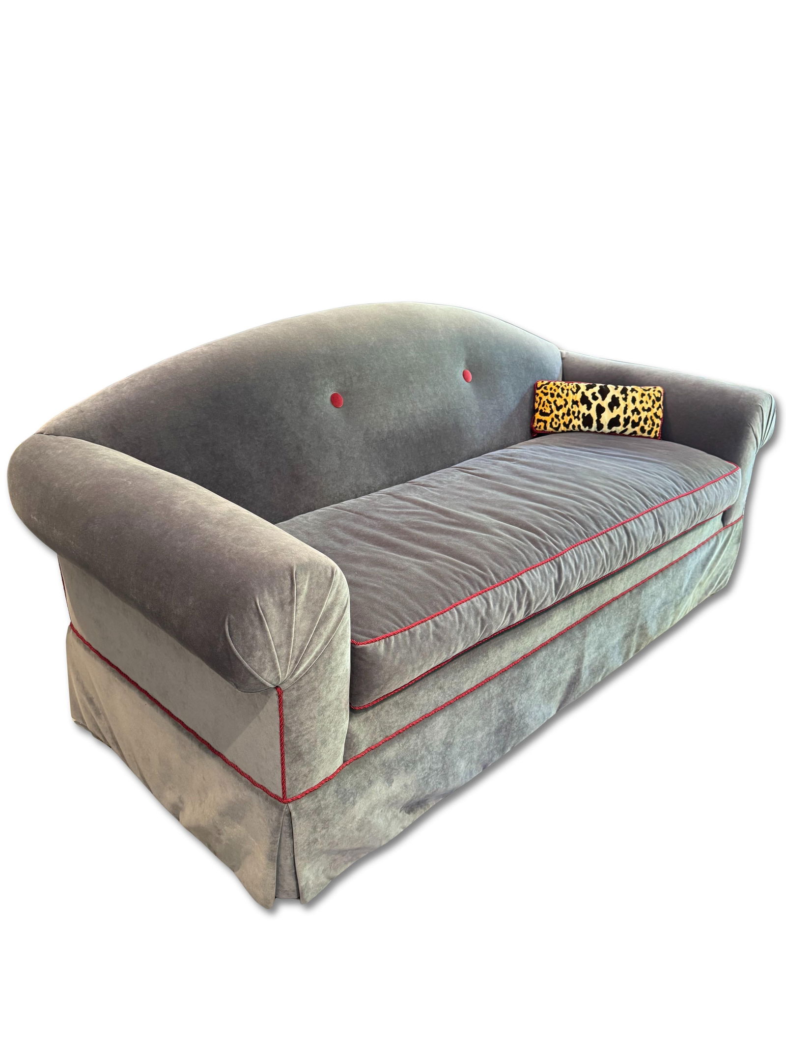 Vintage Velvet Camelback Sofa - 3