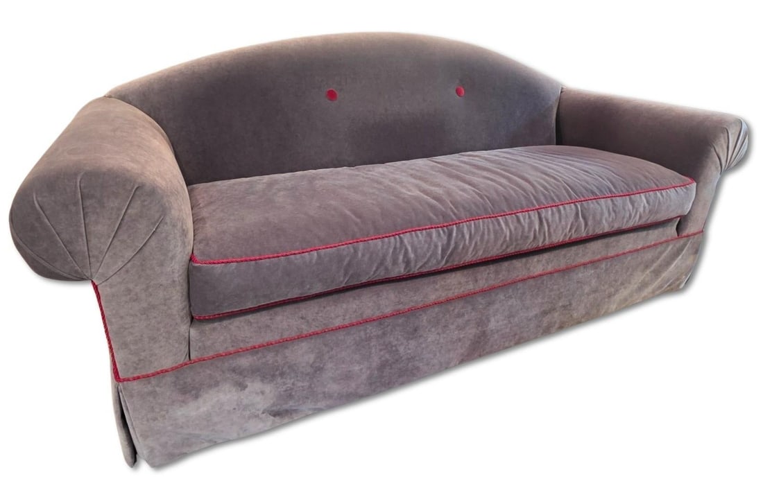 Vintage Velvet Camelback Sofa - 5