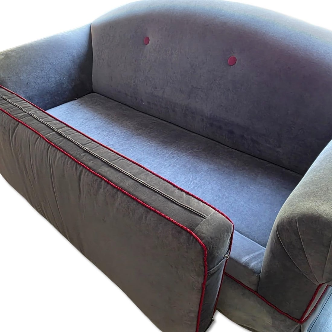 Vintage Velvet Camelback Sofa - 8