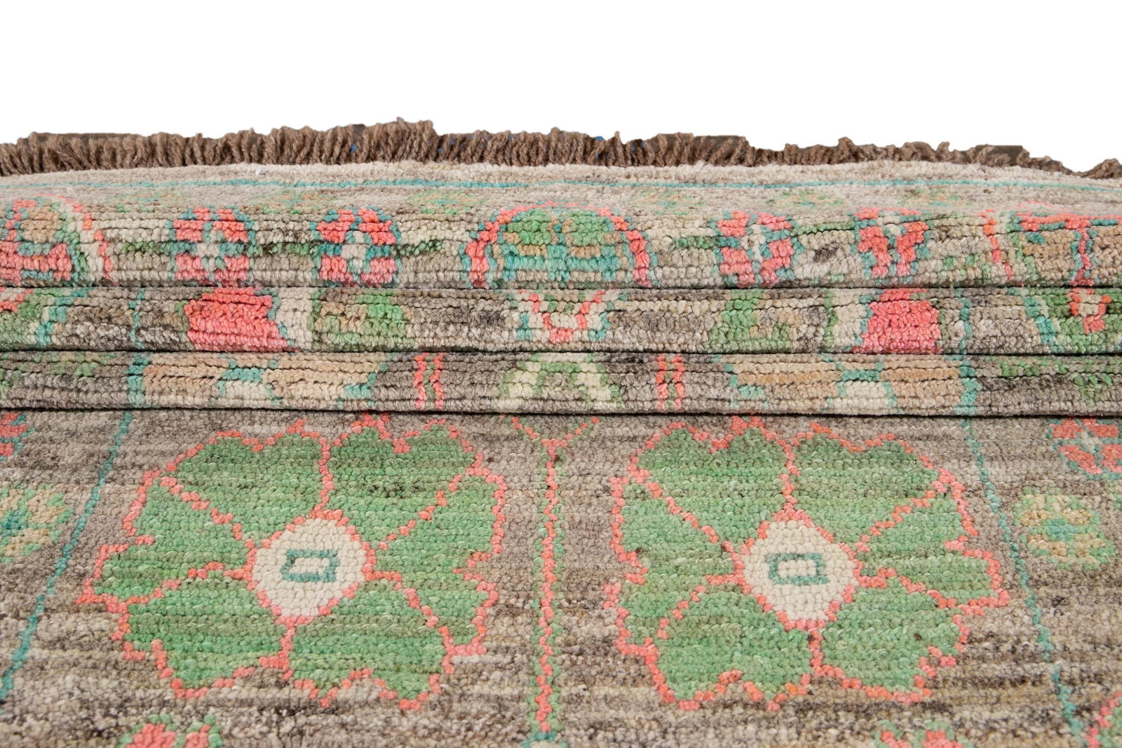 Colorful Modern Oushak Wool Runner - 11