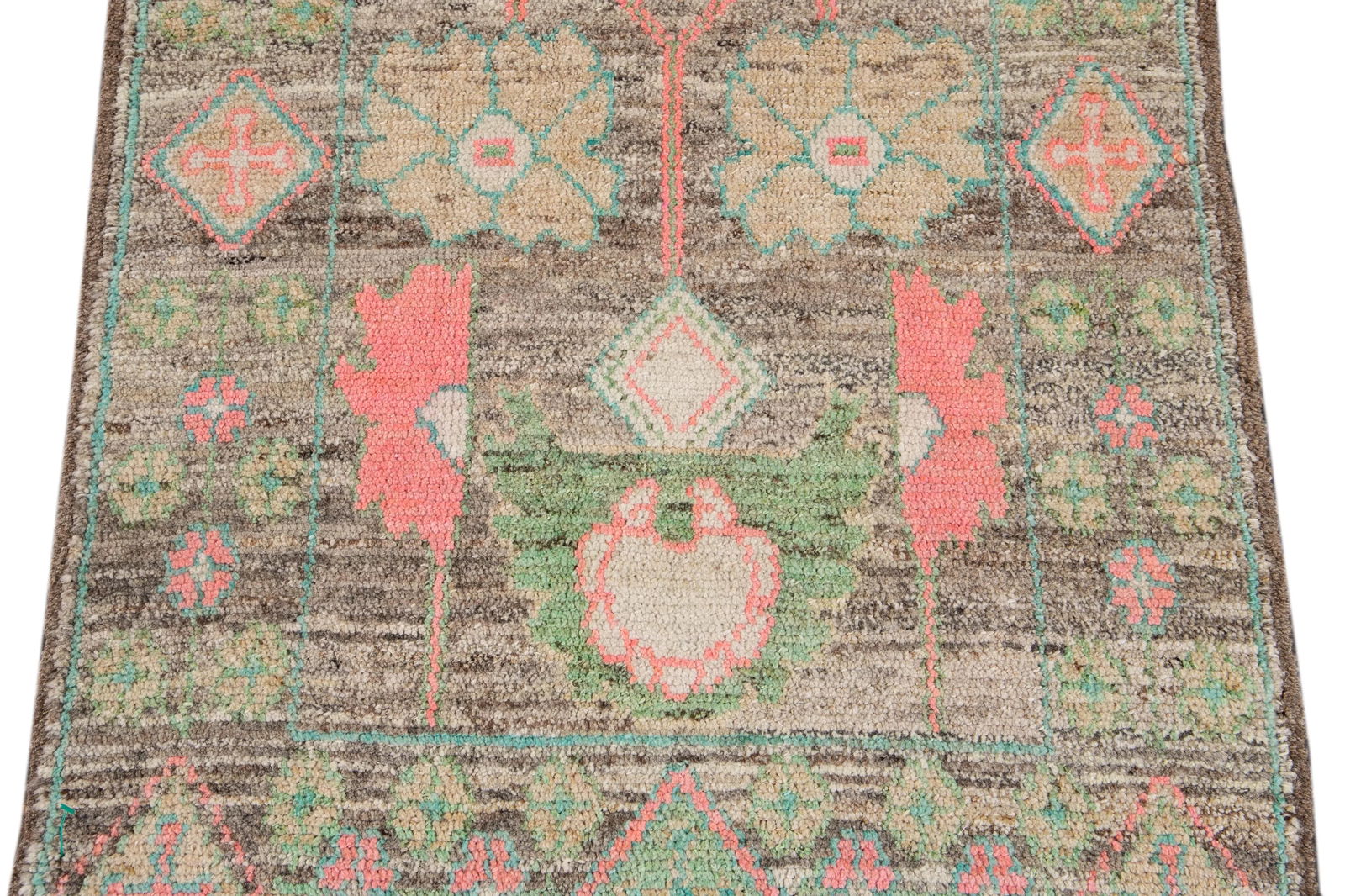 Colorful Modern Oushak Wool Runner - 12