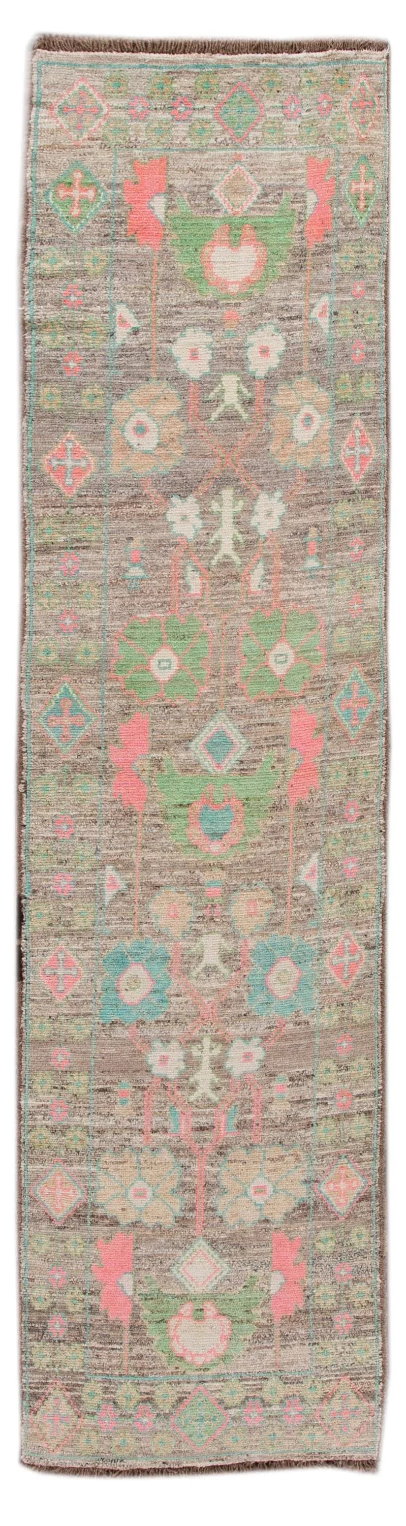 Colorful Modern Oushak Wool Runner - 13
