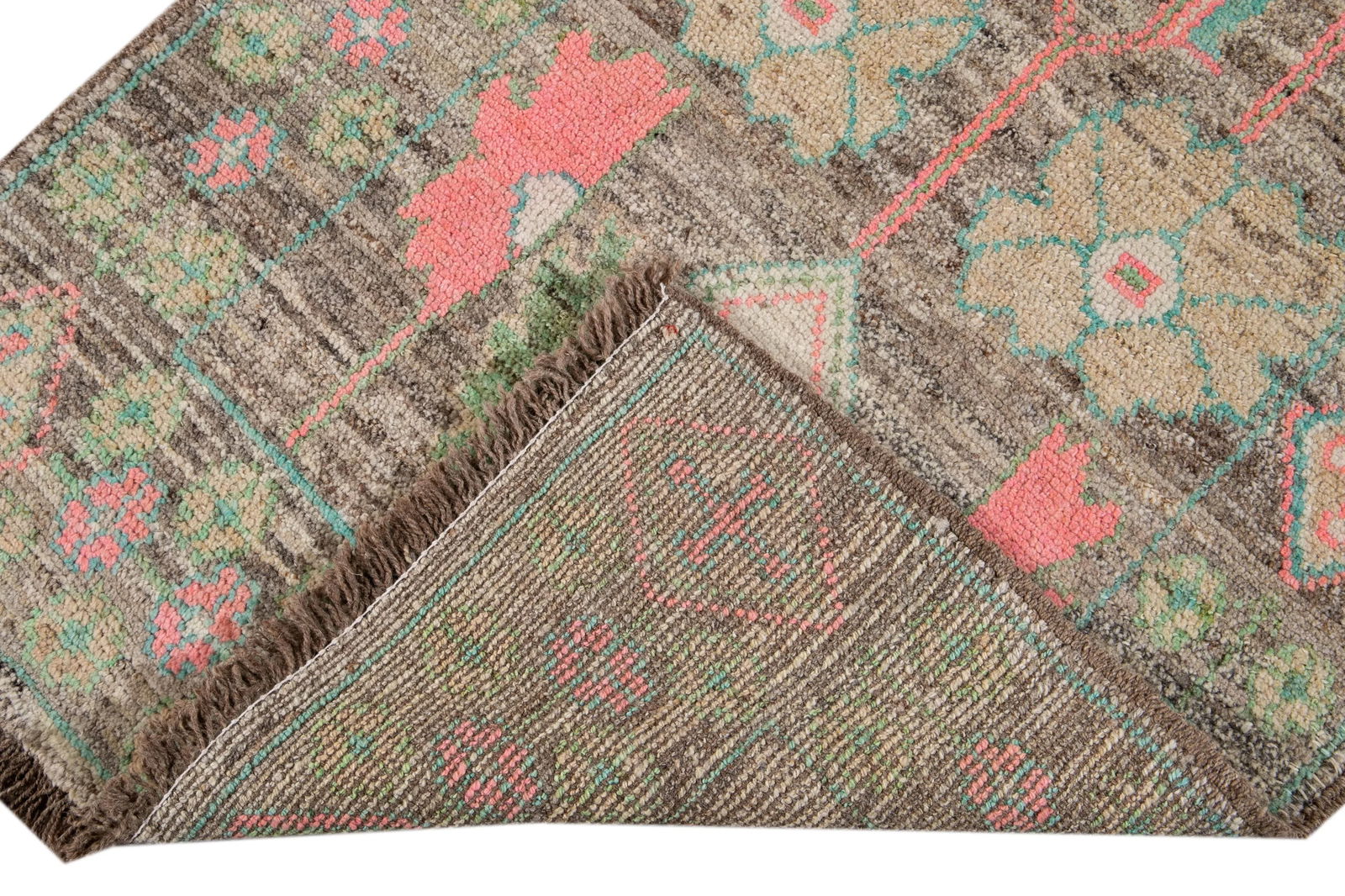 Colorful Modern Oushak Wool Runner - 7