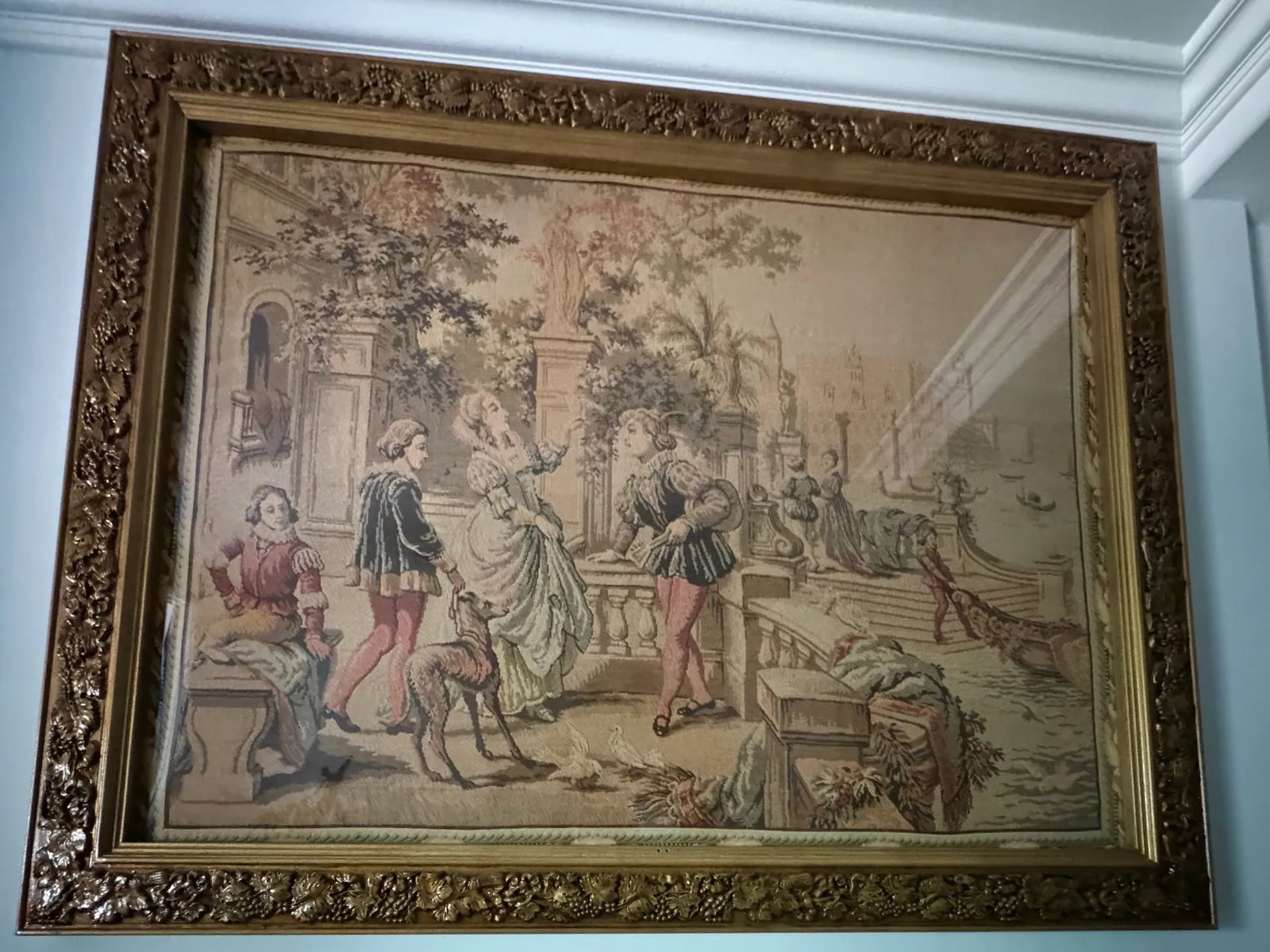 Vintage Aubusson Style Tapestry in Giltwood Frame, Early 20th Century - 11