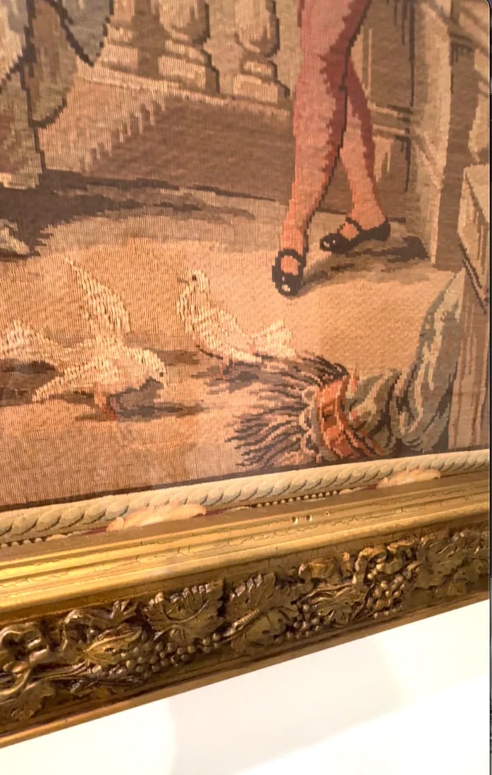 Vintage Aubusson Style Tapestry in Giltwood Frame, Early 20th Century - 6