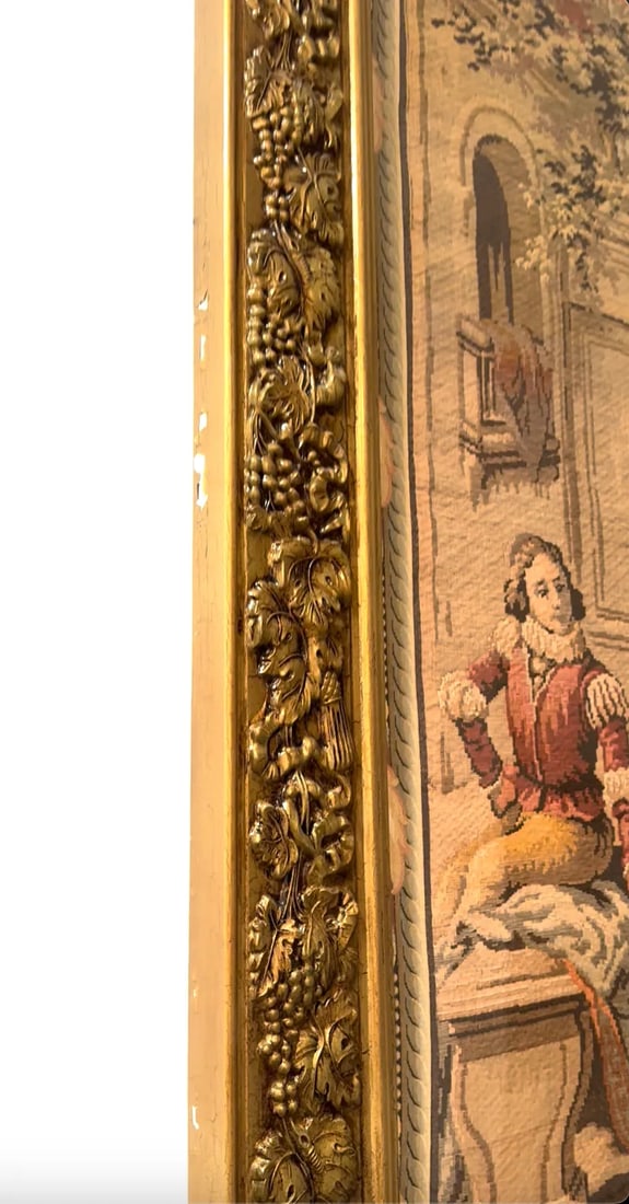 Vintage Aubusson Style Tapestry in Giltwood Frame, Early 20th Century - 7