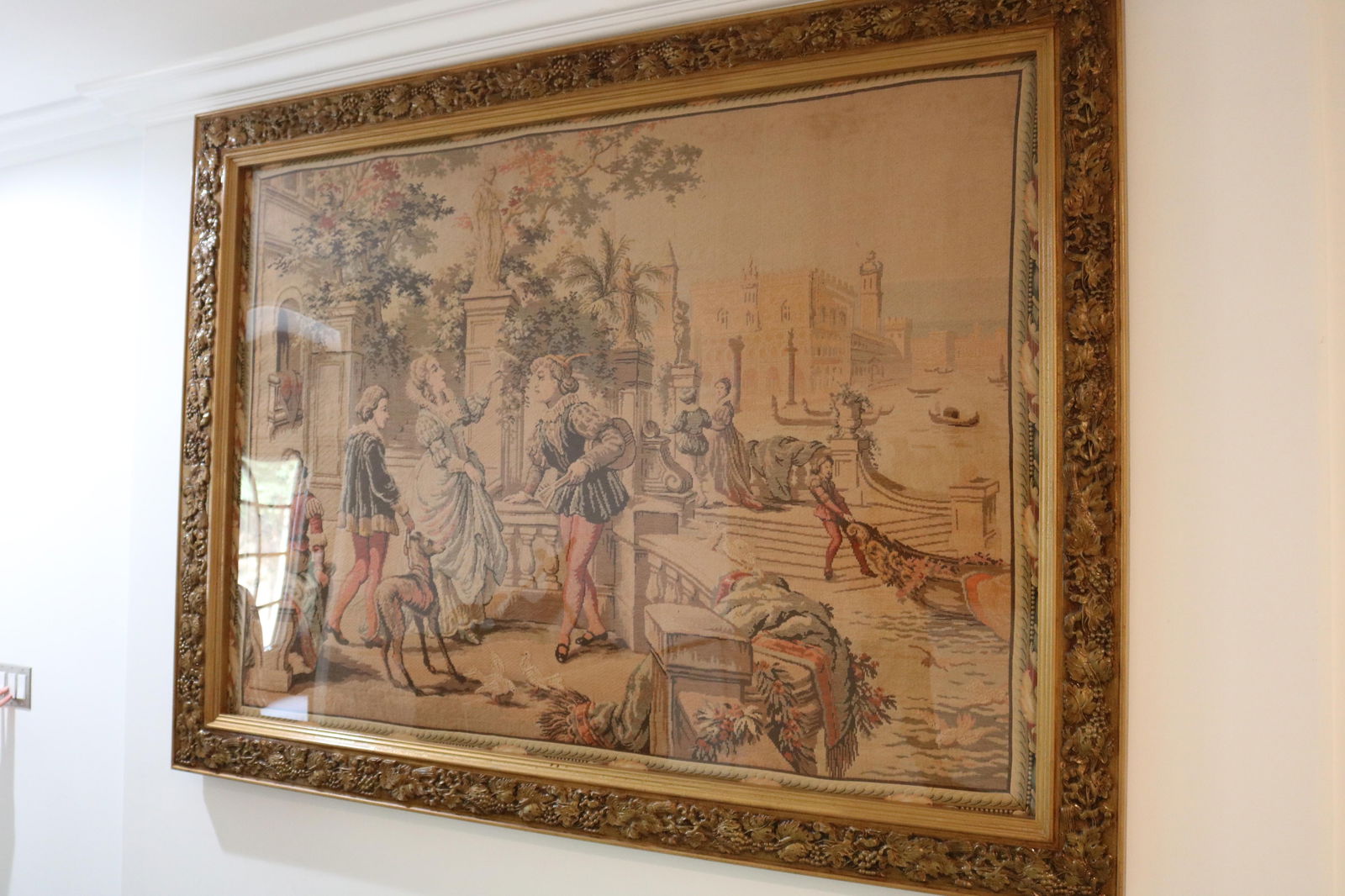Vintage Aubusson Style Tapestry in Giltwood Frame, Early 20th Century - 9