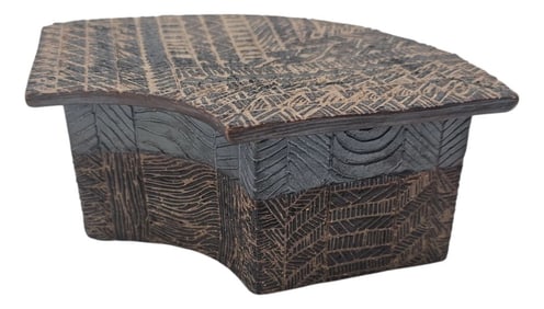 Studio Pottery Sgraffito Carved Lidded Box, Signed