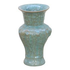 Antique Chinese Crackle Blue Glaze Vase