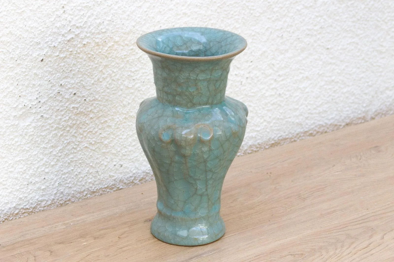 Antique Chinese Crackle Blue Glaze Vase - 4