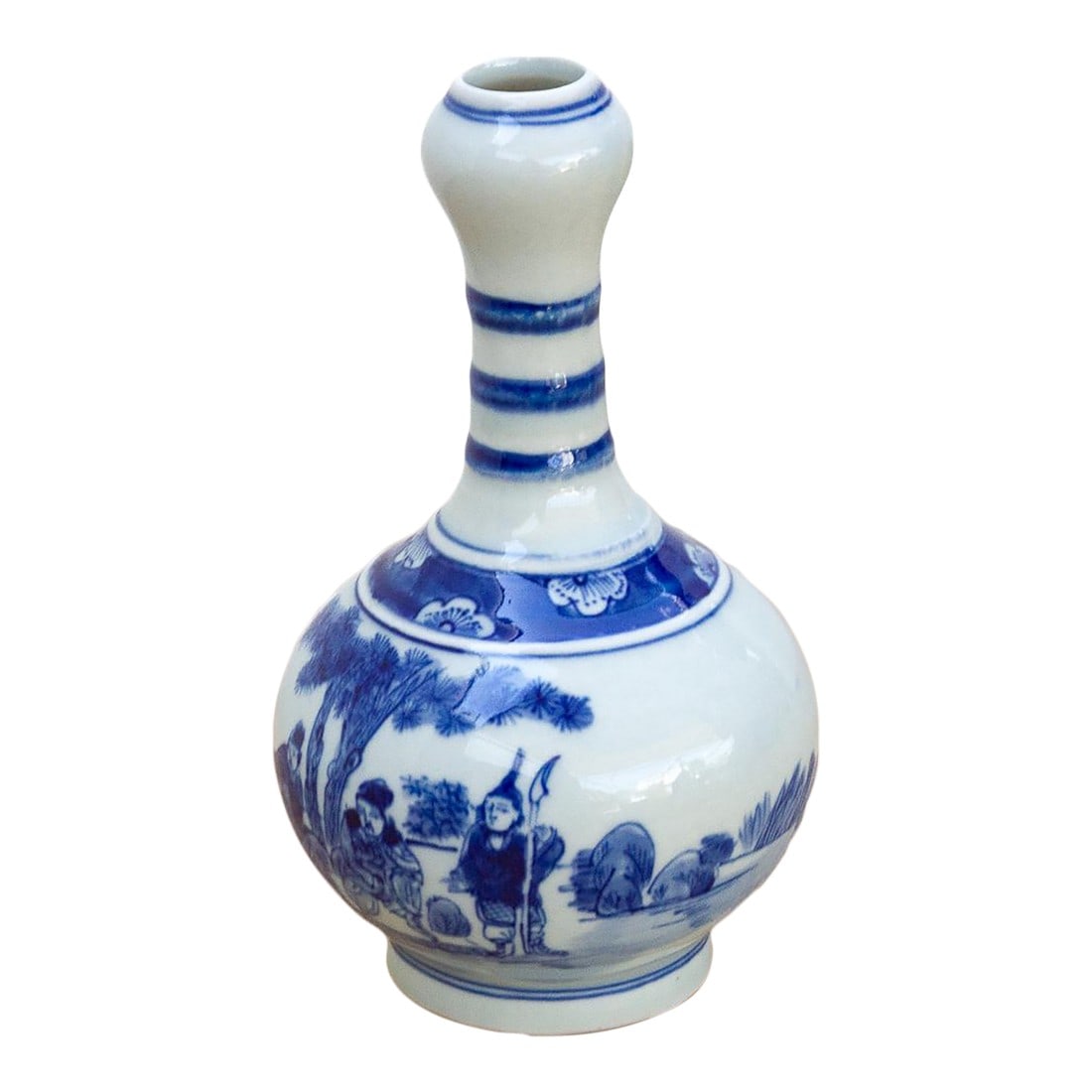 Elegant Antique Blue & White Porcelain Vase (1 of 9)