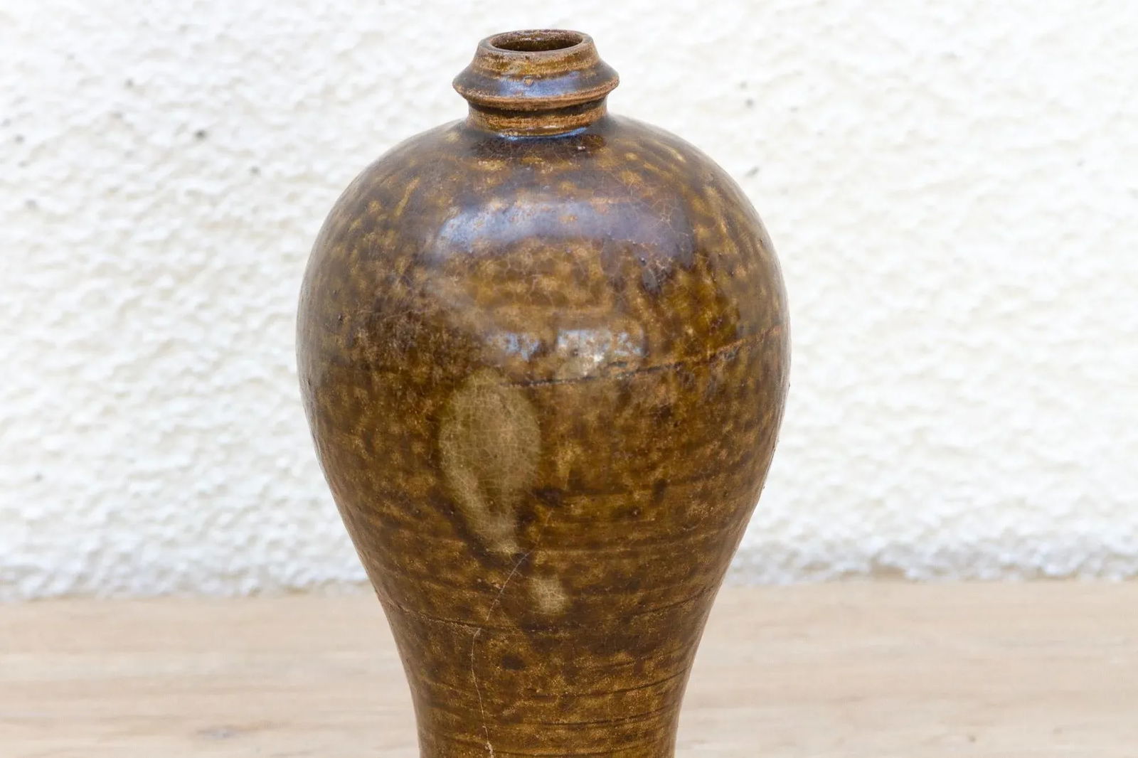 Antique Textured Glazed Brown Stoneware Wine Jug - 4