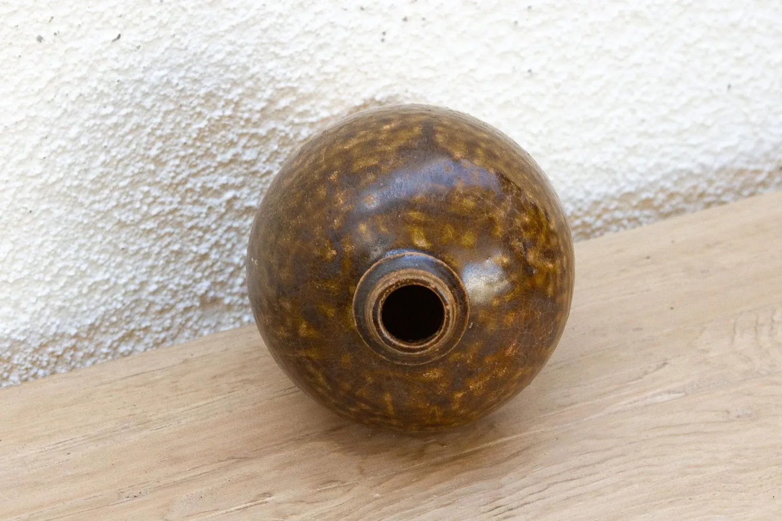 Antique Textured Glazed Brown Stoneware Wine Jug - 5