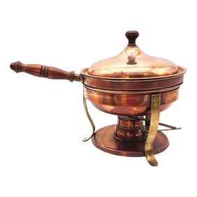 Vintage Charles R. Reugger New York Copper and Brass Complete Chafing Dish