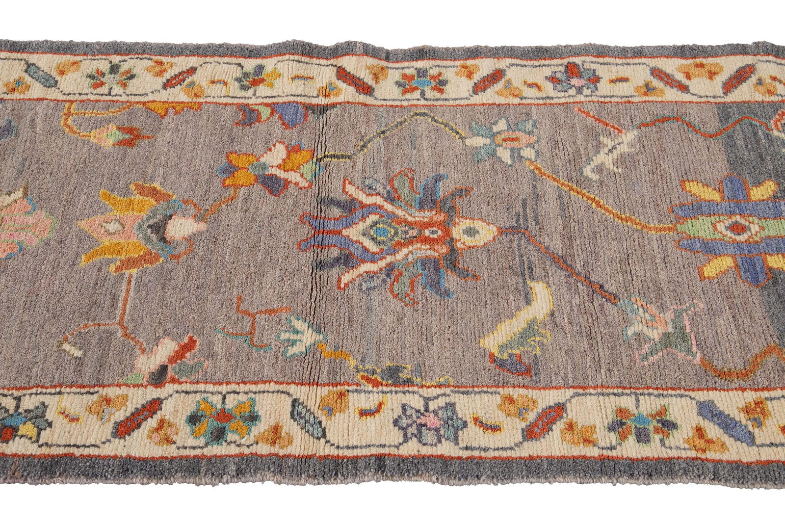 Gray Modern Oushak Handmade Wool Runner - 10