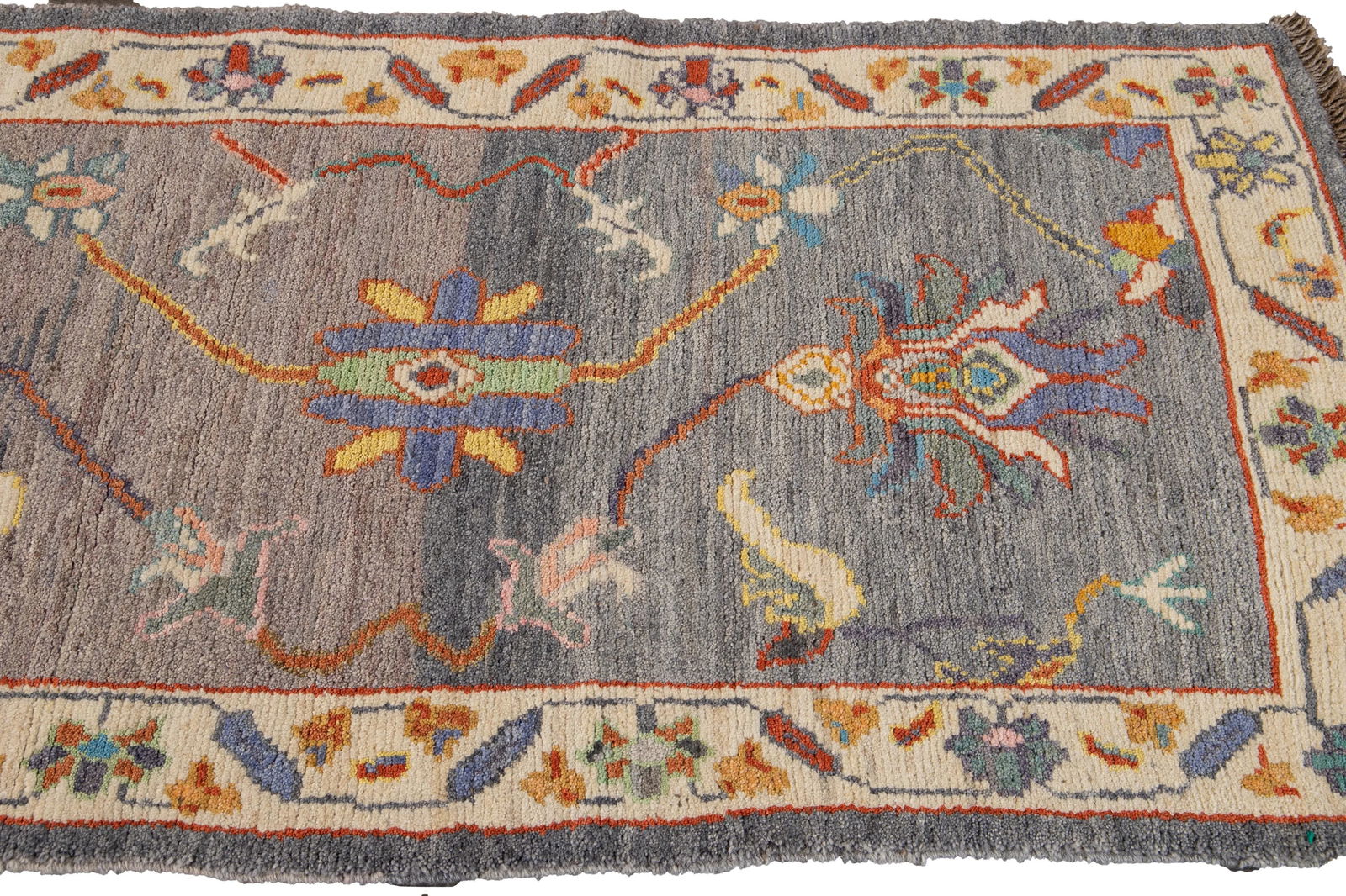 Gray Modern Oushak Handmade Wool Runner - 11