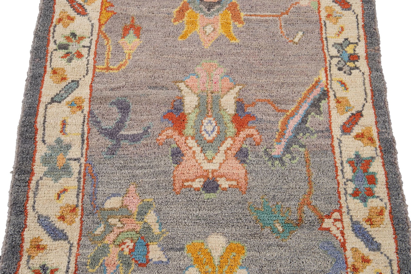 Gray Modern Oushak Handmade Wool Runner - 12