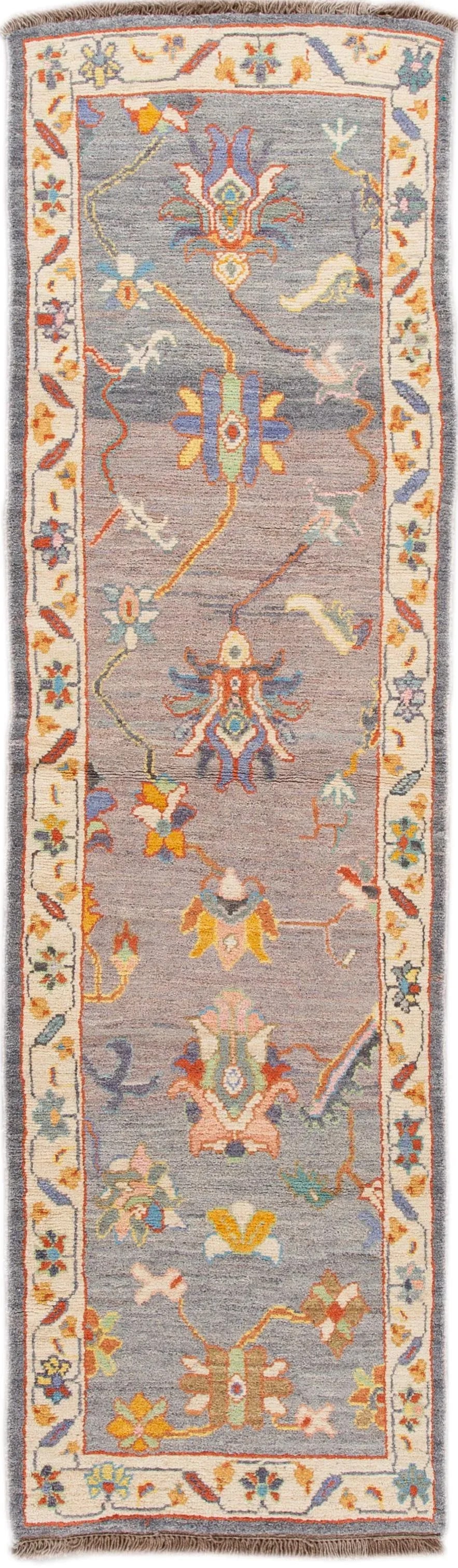 Gray Modern Oushak Handmade Wool Runner - 13