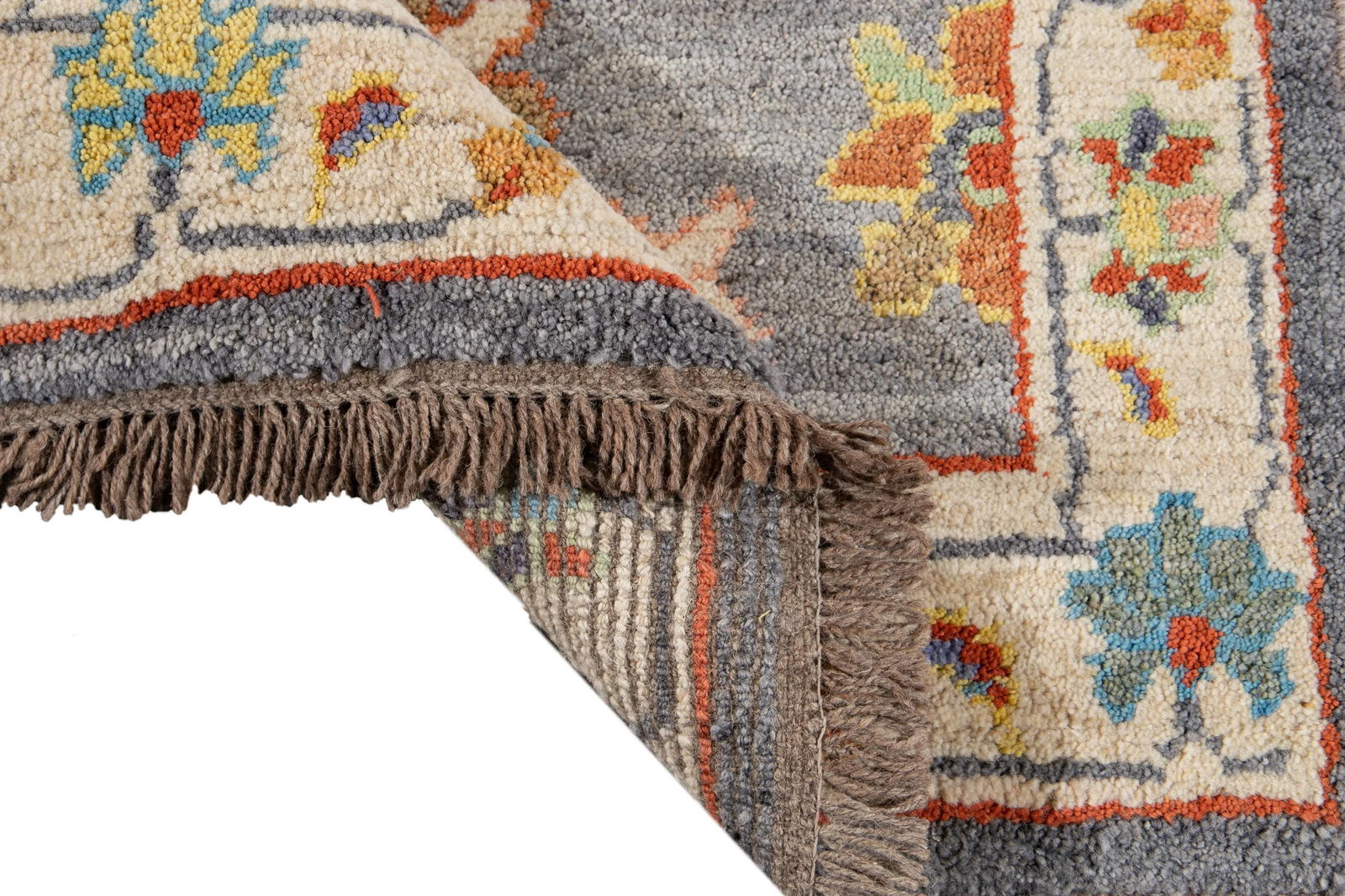Gray Modern Oushak Handmade Wool Runner - 2