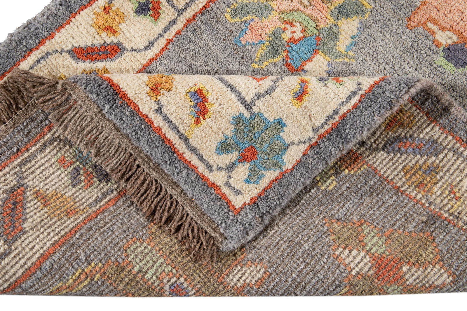 Gray Modern Oushak Handmade Wool Runner - 5