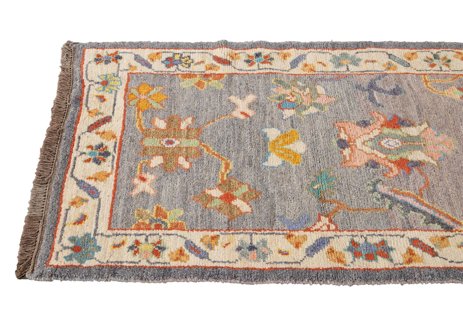 Gray Modern Oushak Handmade Wool Runner - 8