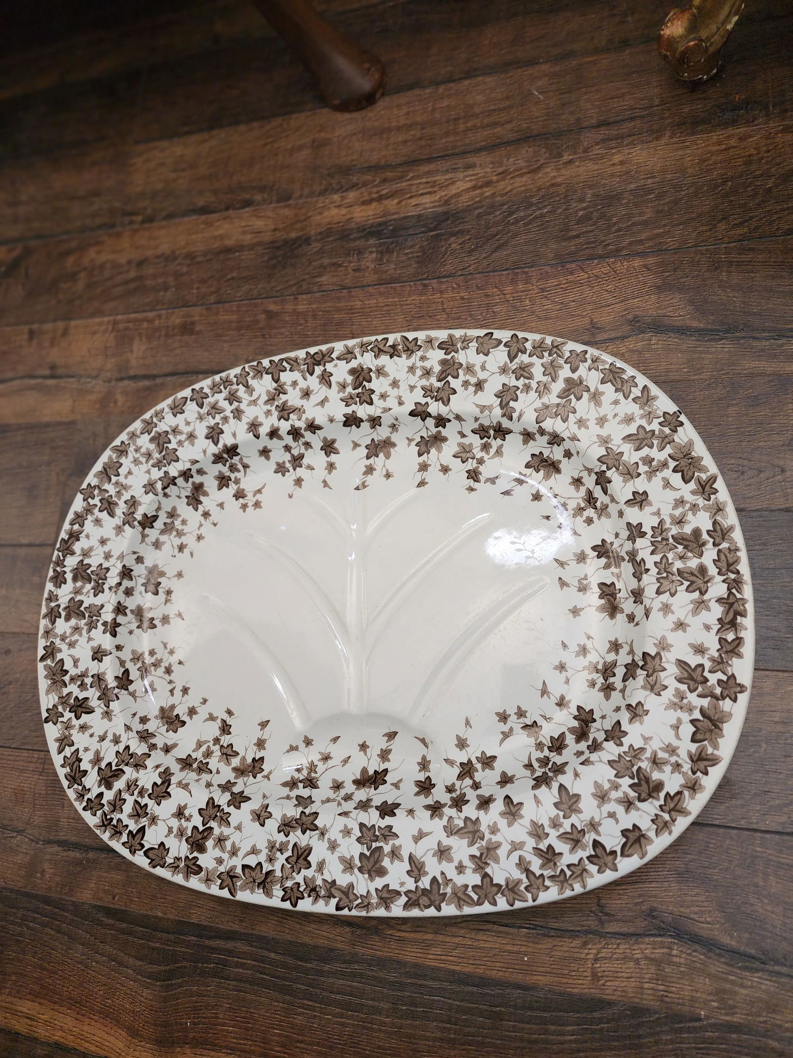 Antique Royal Worcester Brown Ivy Meat Platter - 3