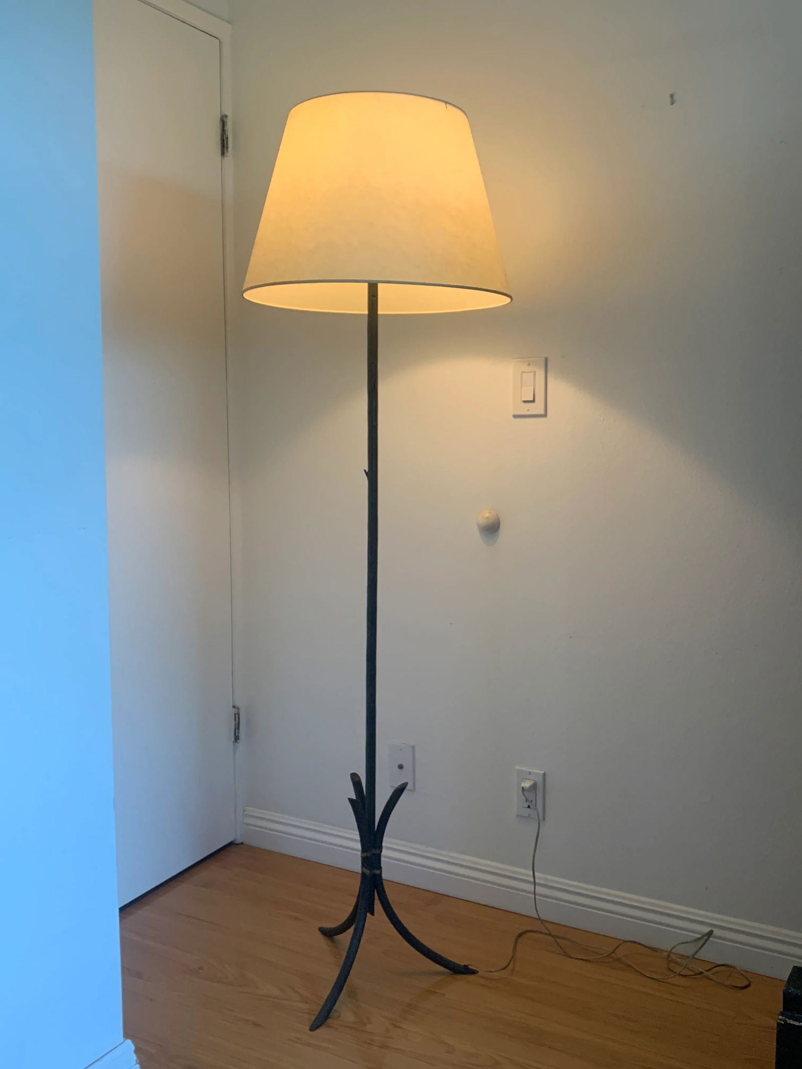 Iron Floor Lamp With a Crinkle Paper Shade - 2