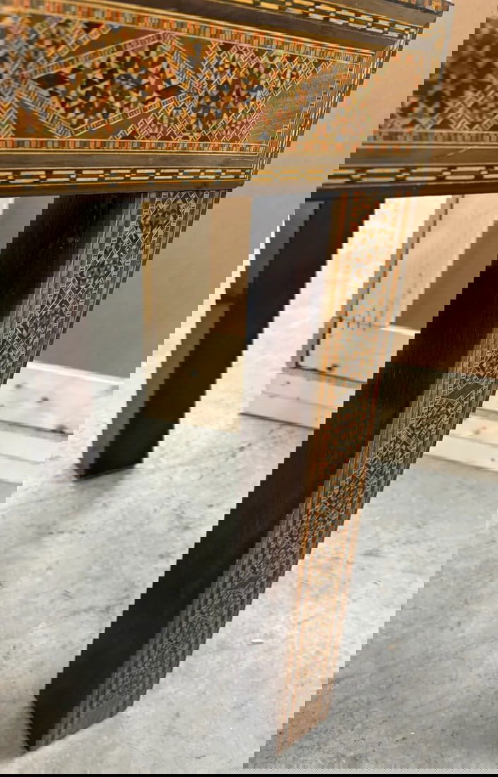 1980s Vintage Moroccan Accent Table With Travertine Marble Insert - 11