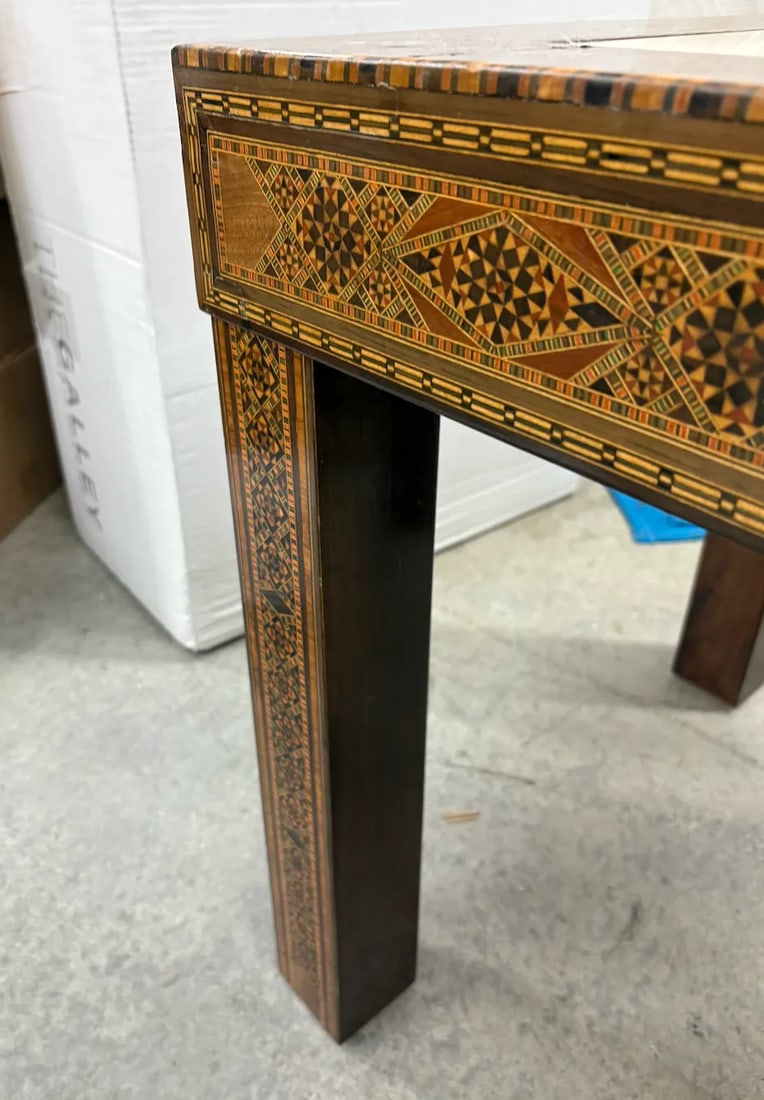 1980s Vintage Moroccan Accent Table With Travertine Marble Insert - 12
