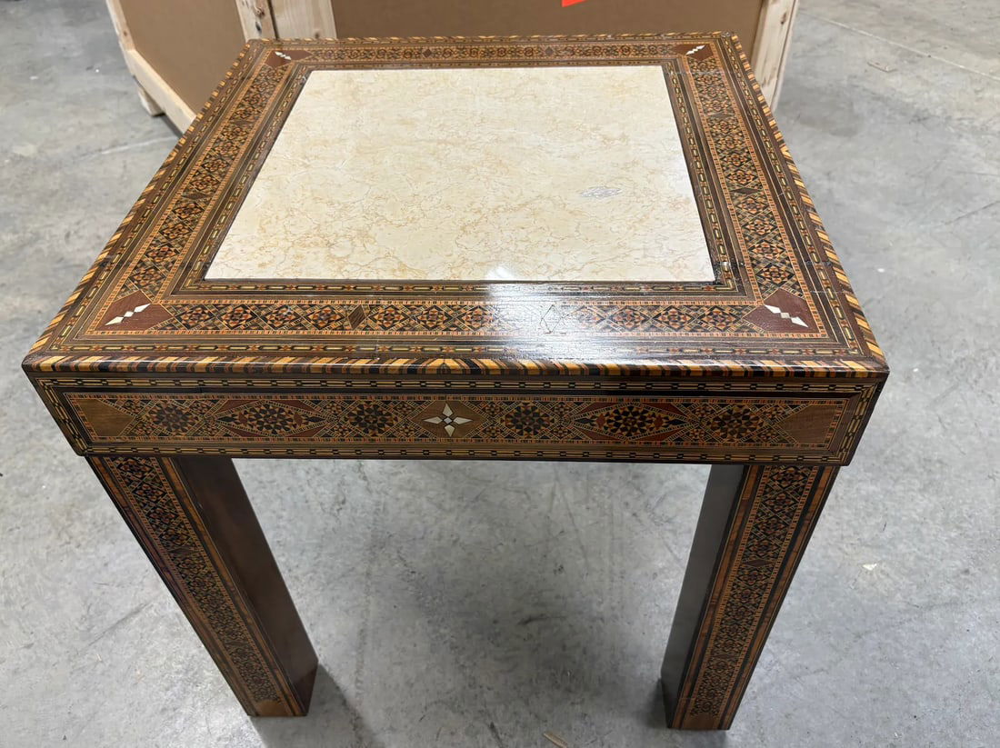 1980s Vintage Moroccan Accent Table With Travertine Marble Insert - 9
