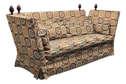 Knole Style Sofa With Tapestry Upholstery and Finials, 90"