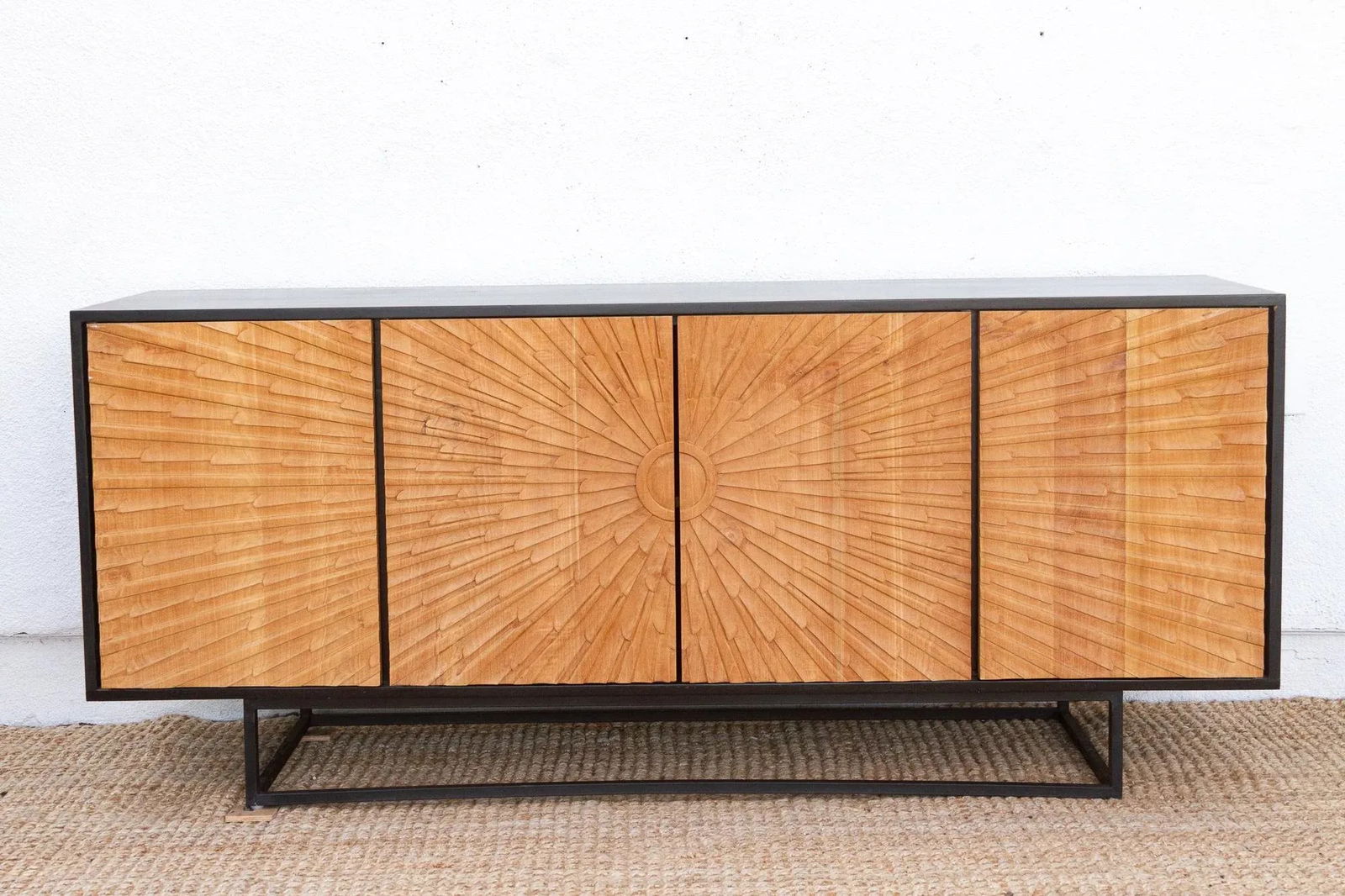 The Sunburst Sideboard Carved Teak Media Console - 3