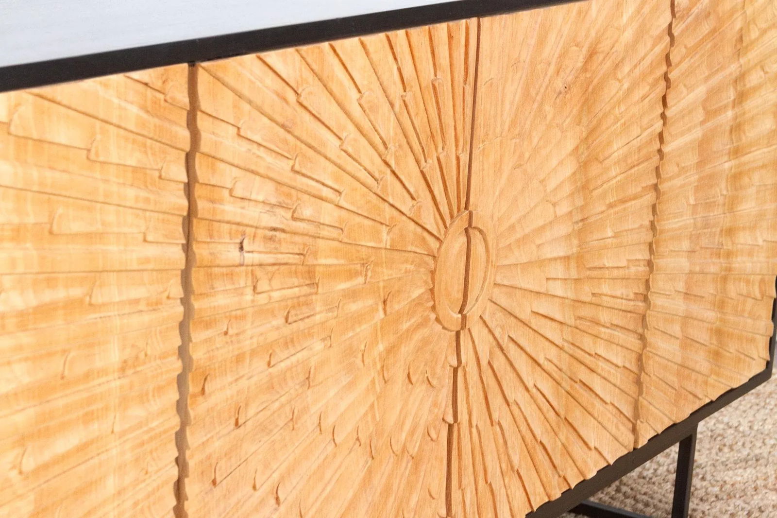 The Sunburst Sideboard Carved Teak Media Console - 9