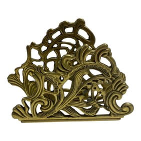 1950s Brass Filigree Letter Holder Napkin Holder