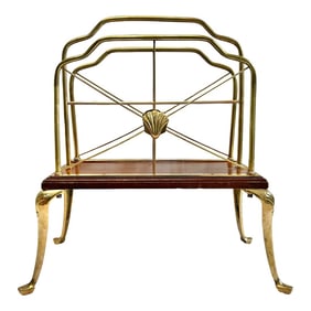 Mid 20th Century Hollywood Regency Brass Scallop Art Nouveau Magazine Rack
