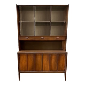 MCM Walnut Dining Cabinet Hutch by Keller Furniture Circa 1969
