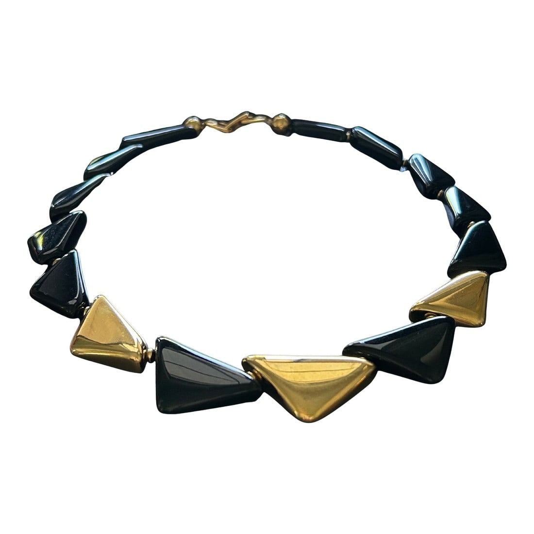 Vintage Napier Black and Gold Geometric Collar Necklace, Signed Statement Jewelry: Vintage Napier Black and Gold Geometric Collar Necklace – Signed Statement Jewelry, 17 Inches Elevate your collection with this authentic vintage Napier geometric collar necklace, a striking