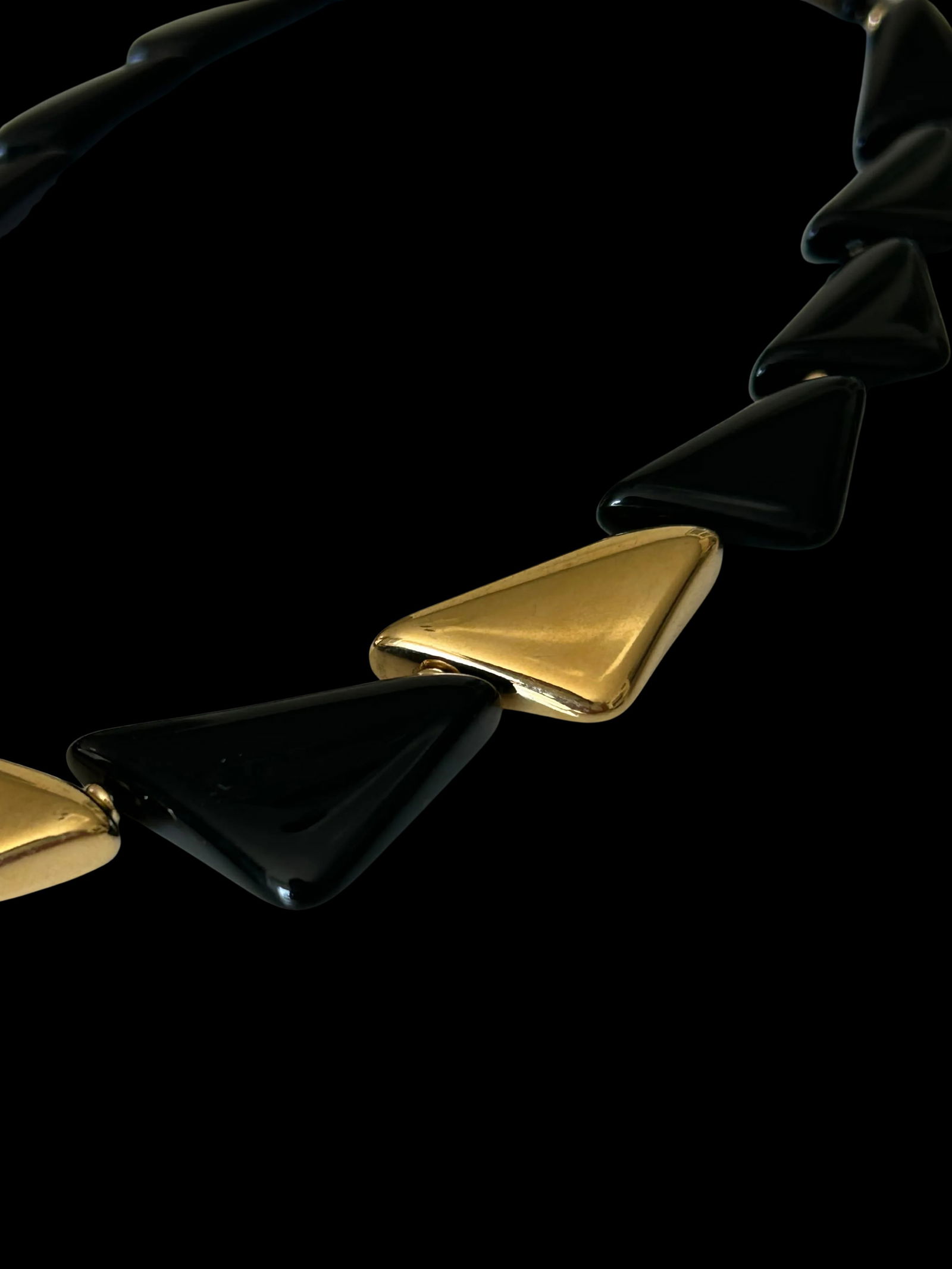 Vintage Napier Black and Gold Geometric Collar Necklace, Signed Statement Jewelry - 4