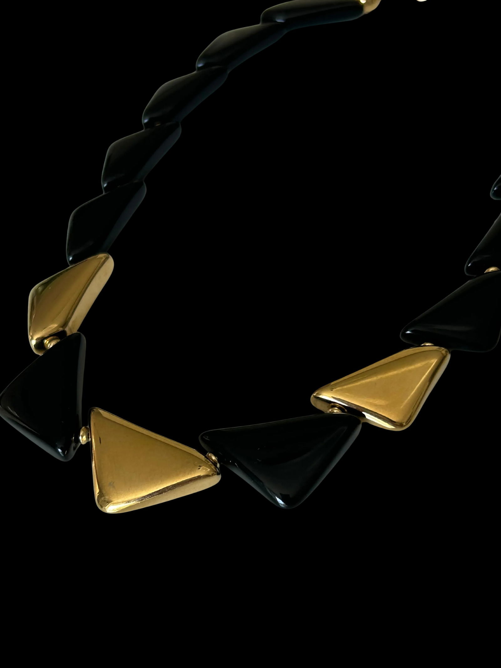Vintage Napier Black and Gold Geometric Collar Necklace, Signed Statement Jewelry - 5