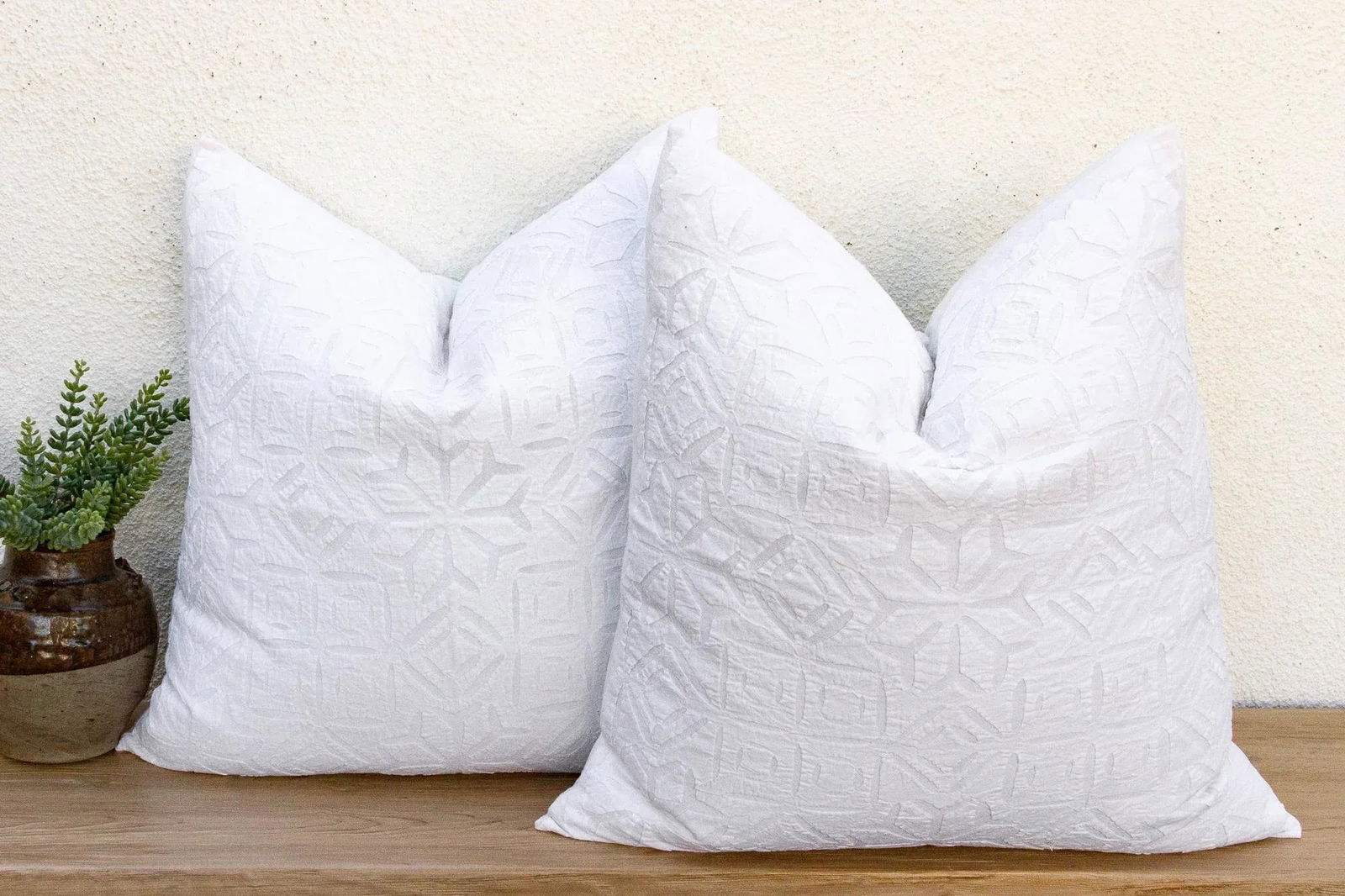 Mogra Mist, Pair of Appliqué Pillow Covers - 2