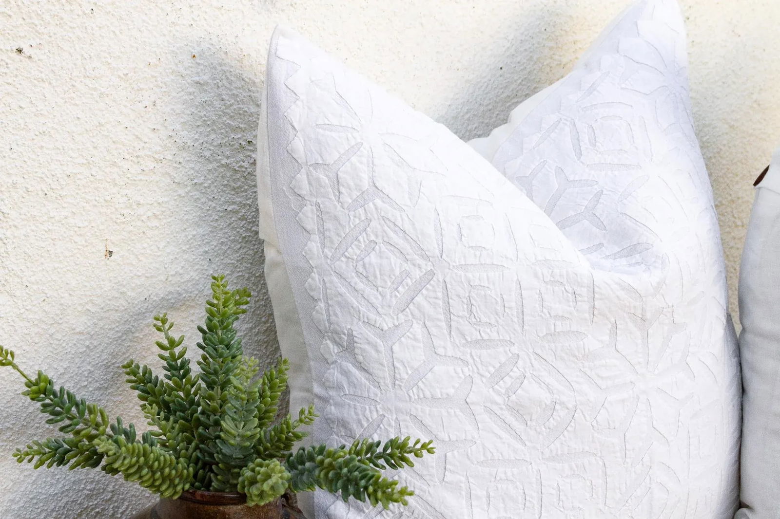 Mogra Mist, Pair of Appliqué Pillow Covers - 3