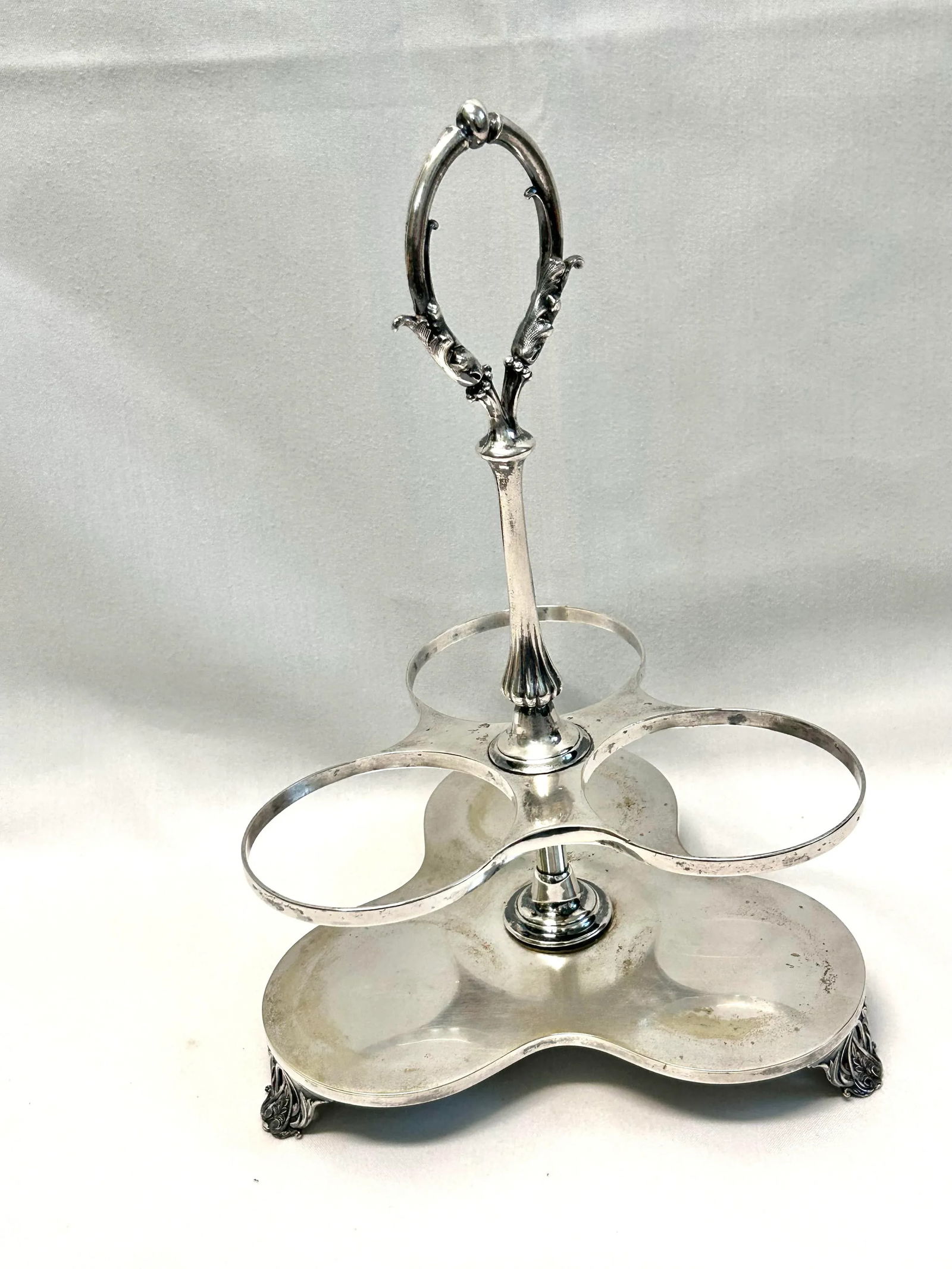 Vintage Silverplate Bar Decanter Cruet Stand - 2